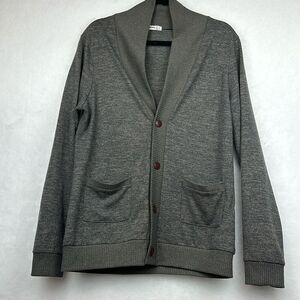 Cardigan Sweater V Neck Button Front Urban Pipeline Classic Charcoal Preppy Sz L